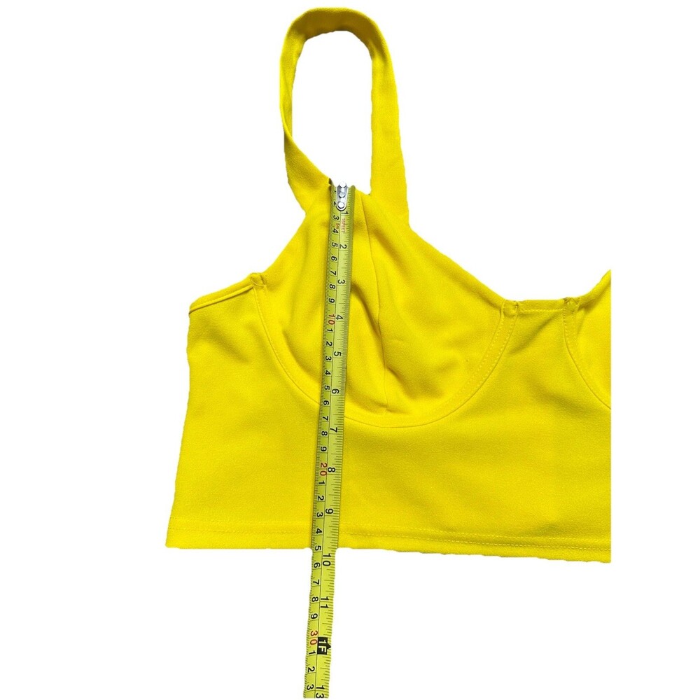 Plus Size Crop Top Womens 2X Curvy Yellow Baby Girl Festival Concert Blouse - Picture 4 of 6